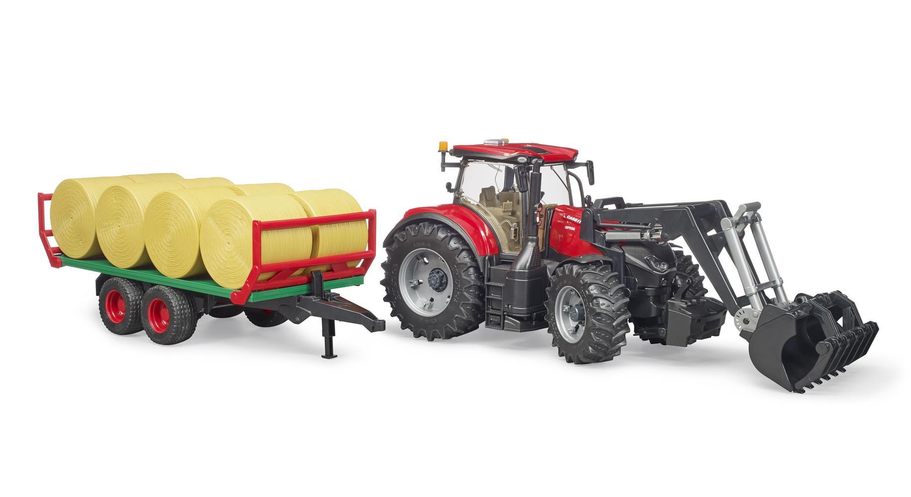 Trattore Case Ih Optum 300 Cvx Con Benna E Rimorchio Porta Balle Fieno