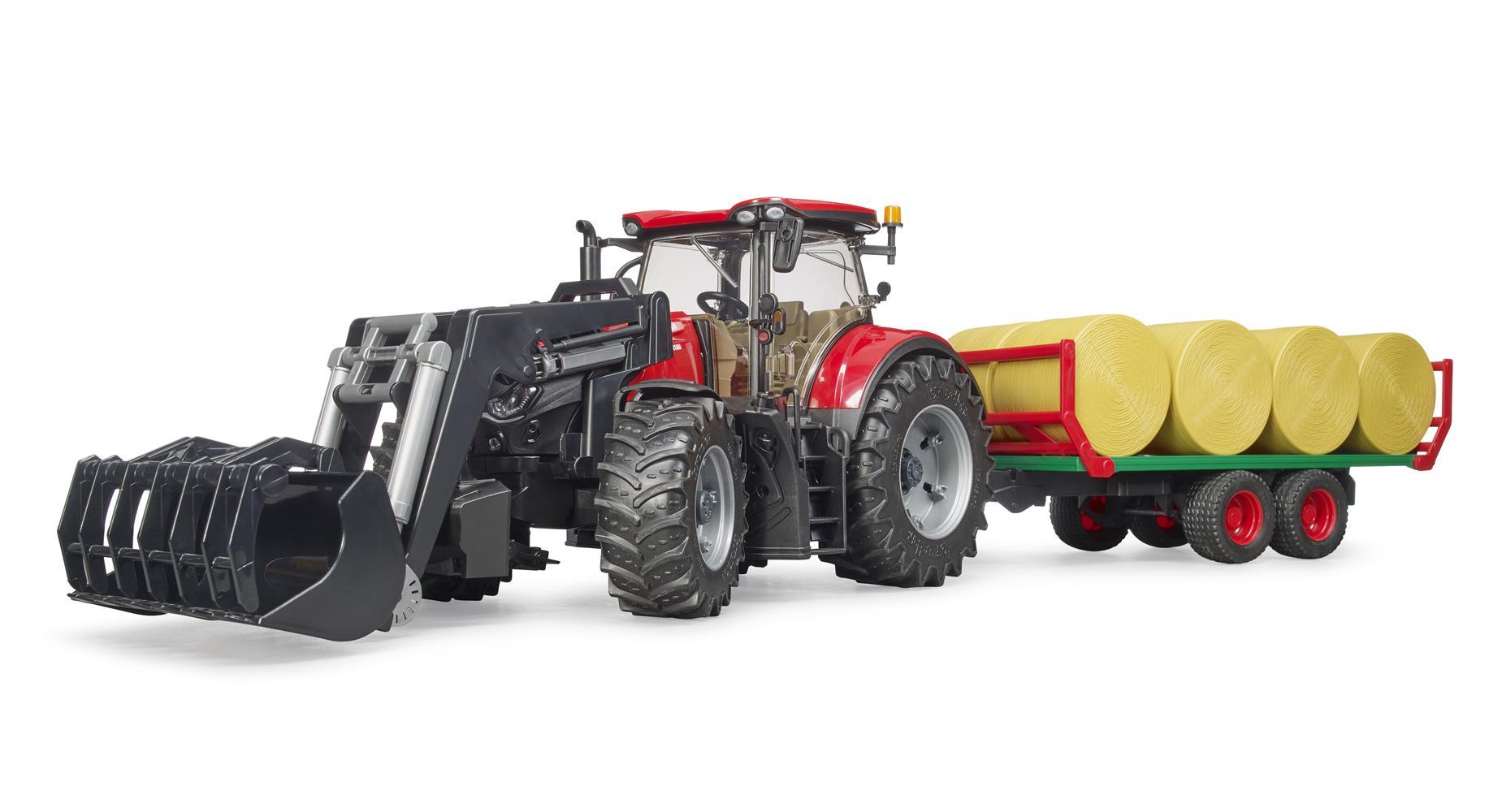 Trattore Case Ih Optum 300 Cvx Con Benna E Rimorchio Porta Balle Fieno