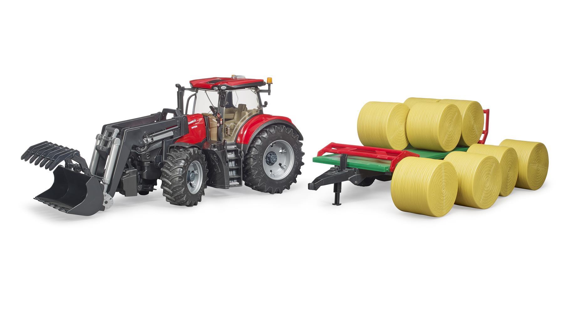 Trattore Case Ih Optum 300 Cvx Con Benna E Rimorchio Porta Balle Fieno