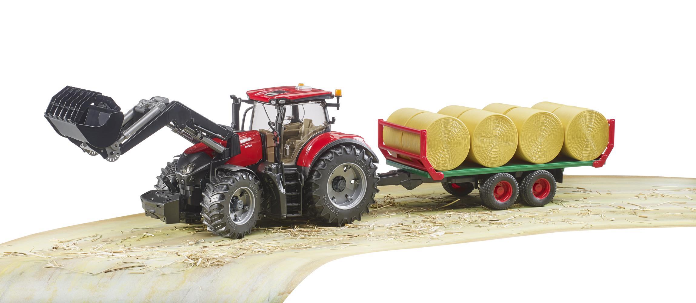 Trattore Case Ih Optum 300 Cvx Con Benna E Rimorchio Porta Balle Fieno